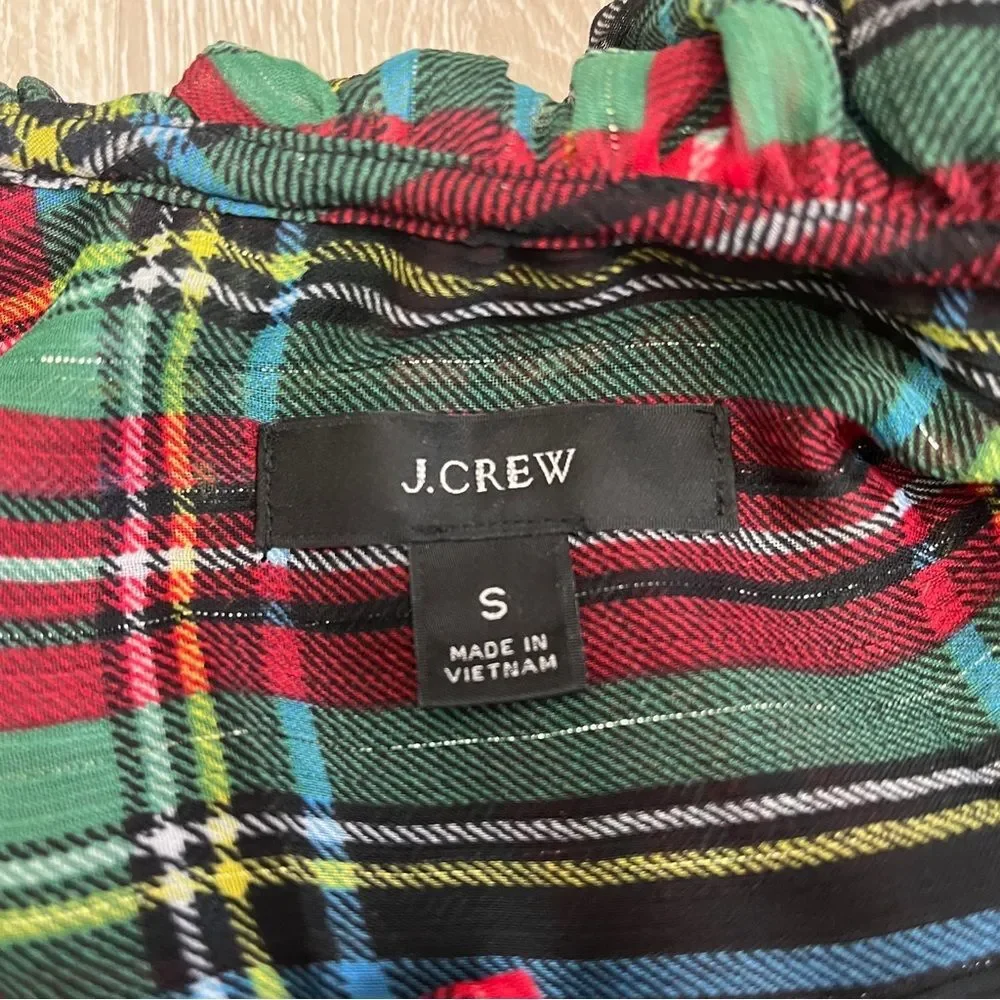 J. Crew Tartan Plaid Sleeveless Dressy Top Size S